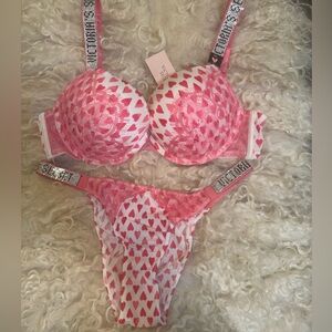 Victoria's Secret Pink Heart Bra Set